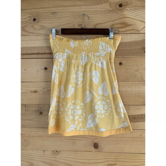 Maurice's XS Yellow Flower Baby Doll Strapless Top Beachy Fit Flare - Picture 5 of 5